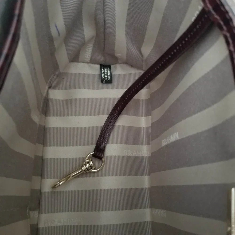 Brahmin Mini Asher Satchel & Ady Wallet. Toasted Almond Garrone Embossed Leather - Picture 10 of 16